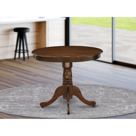 East West Furniture East West Furniture ANT-AWA-TP 36 in. Antique Round Rubber Wood Walnut Dining Table ANT-AWA-TP